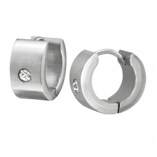 High Polish Stainless Steel Huggies with Crystals