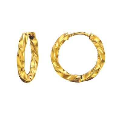 12mm Stainless Steel Twisted Huggie Hoops