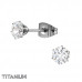 Titanium 5mm Round Ear Studs with Cubic Zirconia