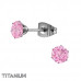 Titanium 5mm Round Ear Studs with Cubic Zirconia