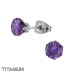 Titanium 6mm Round Ear Studs with Cubic Zirconia