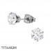 Titanium 6mm Round Ear Studs with Cubic Zirconia