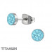 Titanium Round  Ear Studs with Crystal 