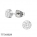 Titanium Round  Ear Studs with Crystal 