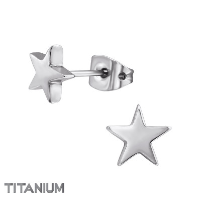 Titanium Star Ear Studs