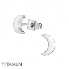 Titanium Crescent Moon Ear Studs