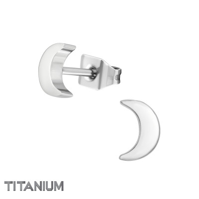 Titanium Crescent Moon Ear Studs