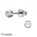 Round Titanium Ear Studs with Crystal