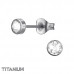 Round Titanium Ear Studs with Crystal