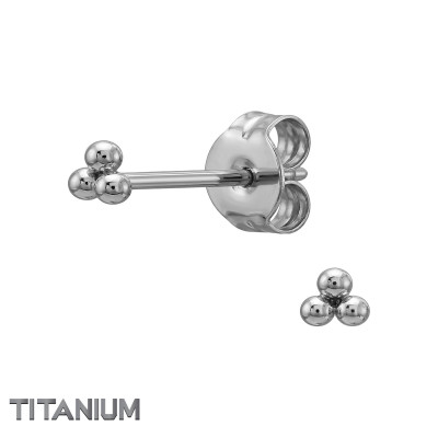 Three Connected Balls Titanium Ear Studs