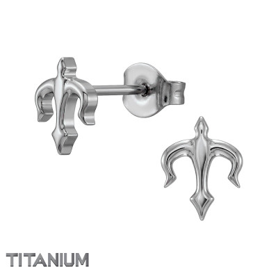 Fleur-de-lis Titanium Ear Studs