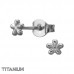 Plumeria Frangipani 4mm Titanium Ear Studs