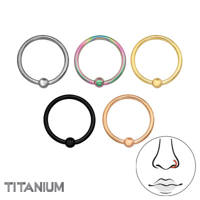 Fixed Ball 0.8mm (20G) Titanium 8mm Seamless Rings Mix Color x5