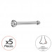 2mm Round (20G) Titanium Nose Studs with Crystal x5