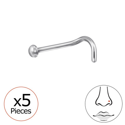 2mm Half Ball (20G) Titanium Nose Studs x5