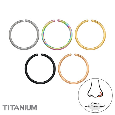 0.8mm (20G) Titanium 10mm Seamless Rings Mix Color x5