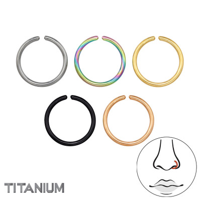 0.8mm (20G) Titanium 8mm Seamless Rings Mix Color x5