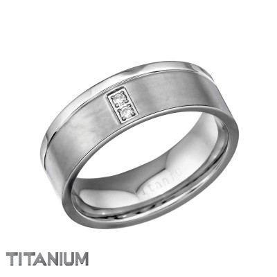 Titanium Band Ring with Cubic Zirconia