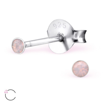 Round Sterling Silver La Crystale Ear Studs with Crystal