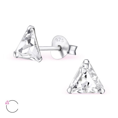 Triangle Sterling Silver La Crystale Ear Studs with Crystal