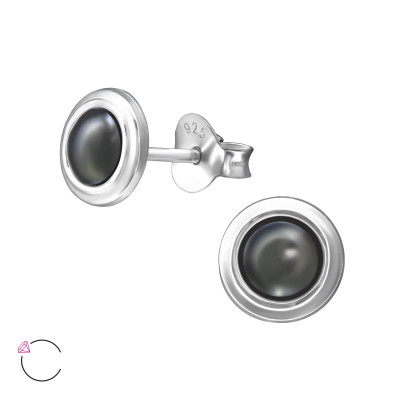 Round Sterling Silver La Crystale Ear Studs with Crystal