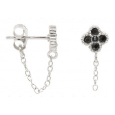 Flower Sterling Silver La Crystale Ear Studs with Crystal