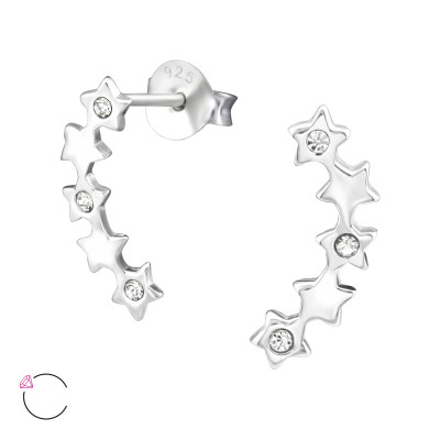 Star Sterling Silver La Crystale Ear Studs with Crystal