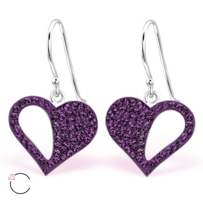 Heart Sterling Silver La Crystale Earrings with Crystal