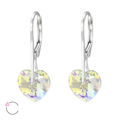 Heart Sterling Silver La Crystale Earrings with Crystal