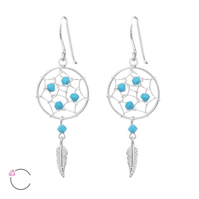 Dreamcatcher Sterling Silver La Crystale Earrings with Crystal