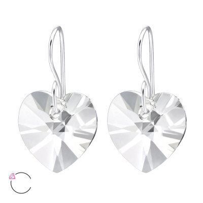 Heart Sterling Silver La Crystale Earrings with Crystal