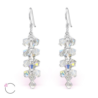 Dangle Drops Sterling Silver La Crystale Earrings