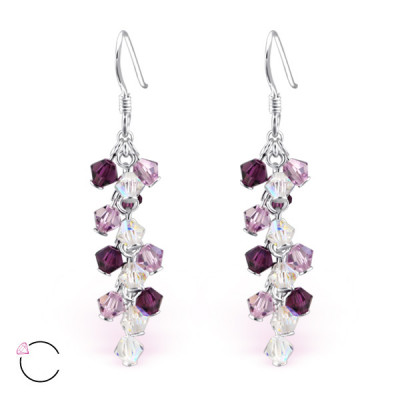 Chandelier Sterling Silver La Crystale Earrings with Crystal