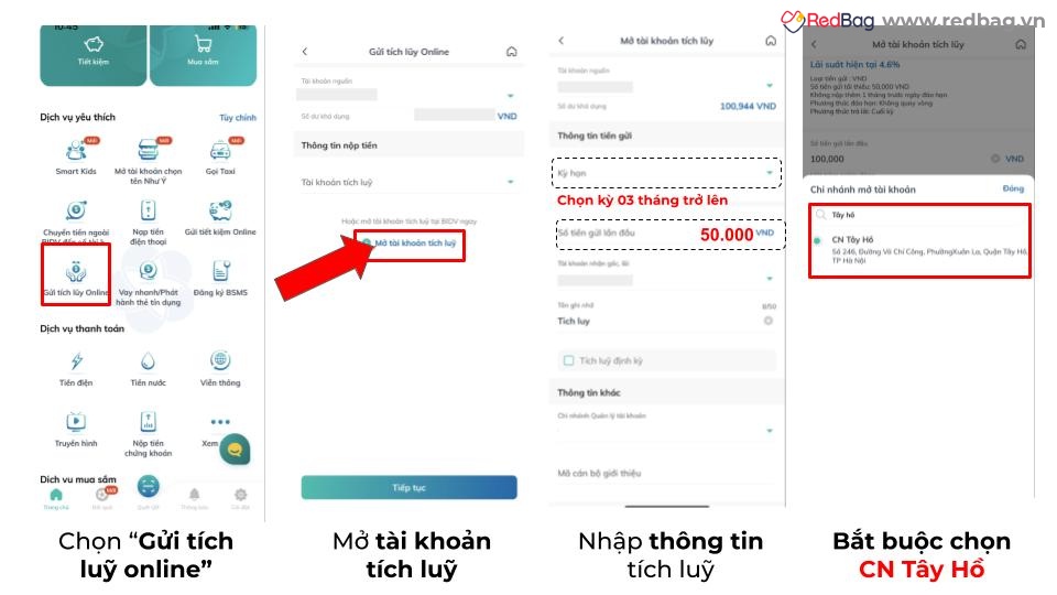 cách gửi tiết kiệm online bidv smartbanking