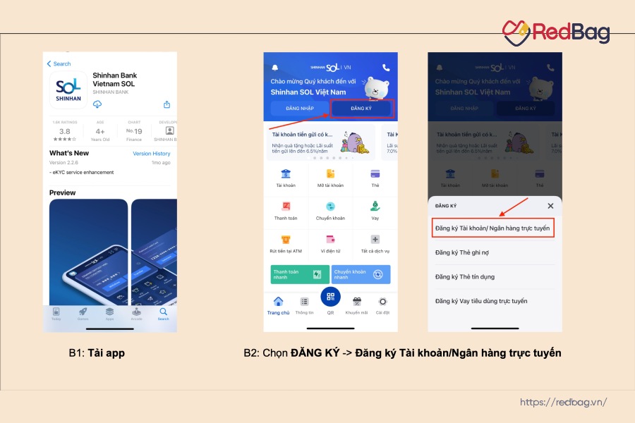 tải app ngân hàng shinhan sol bước 1