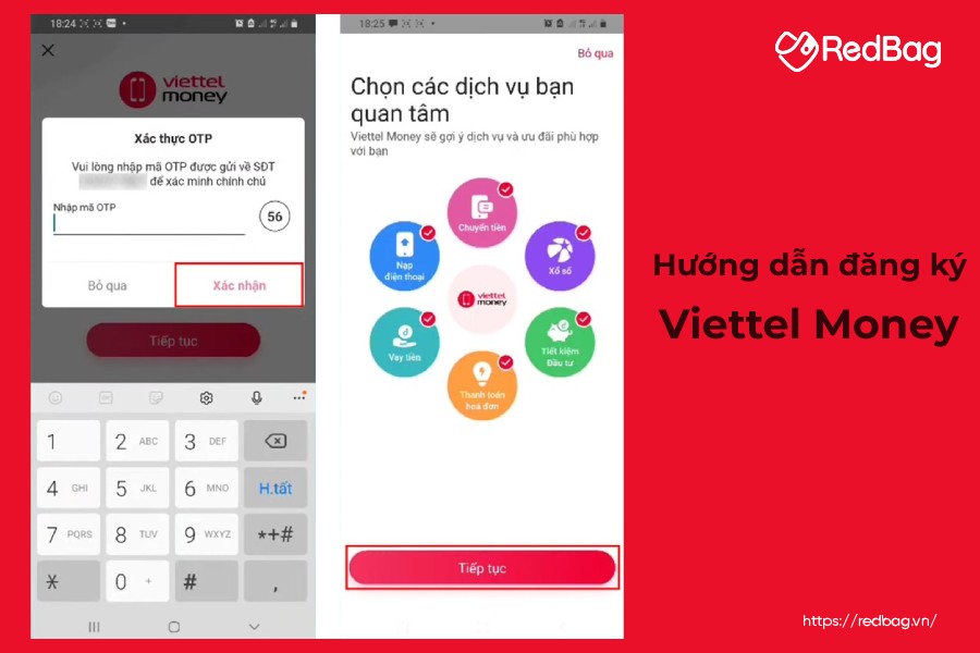 Nhập mã xác thực OTP Viettel Money