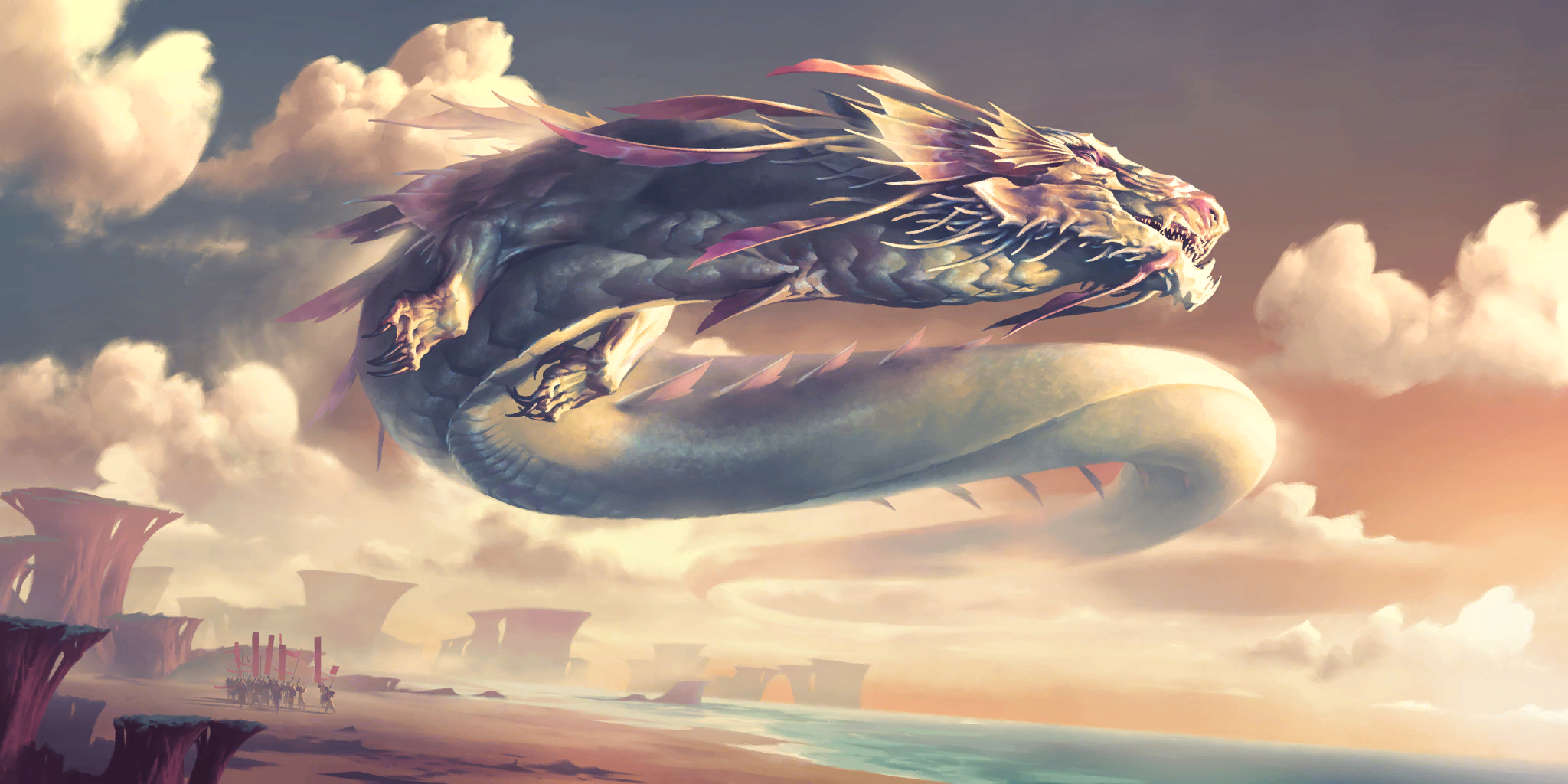 The Empyrean card art: a vast wind dragon in the clouds