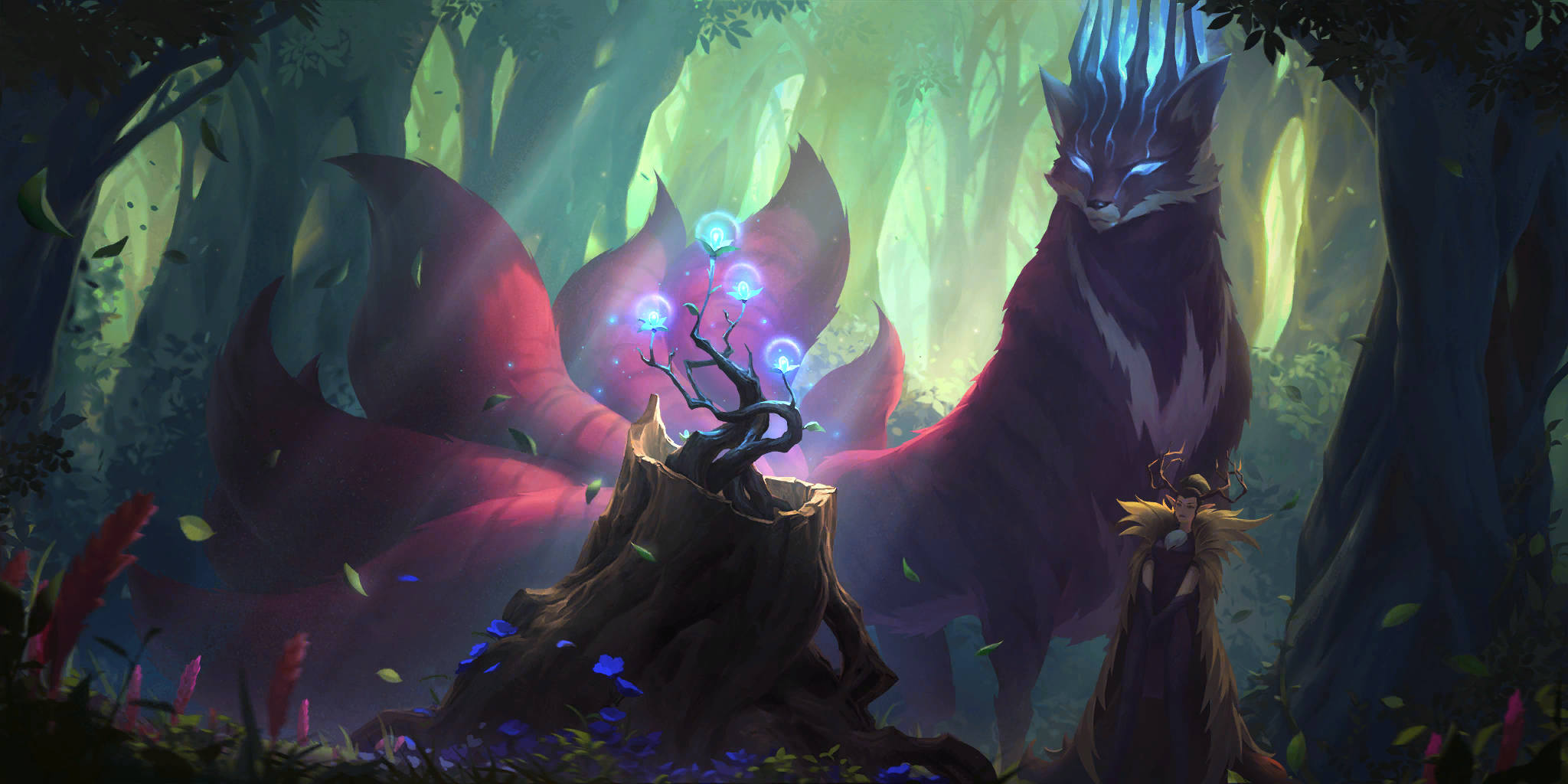 God-Willow Seedling card art: a young luminous willow