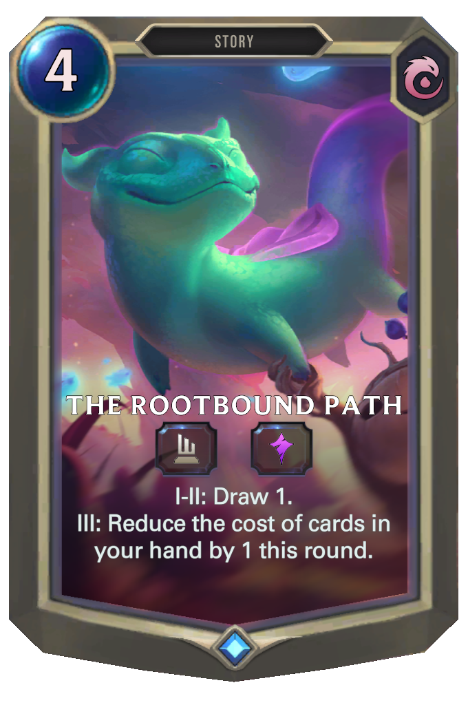 <a href="https://runegrove.com/database/legends-of-runeterra/cards/09IO051" class="rg-link" target="_top">The Rootbound Path</a>, stage II, and the creatures that live along it.