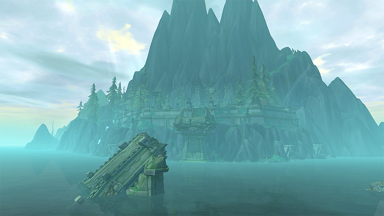 The Coiled Isle, the fog-drowned island of sunken troll ruins that Patch 12.1 opens off the coast of Zul'Aman (Blizzard Entertainment)