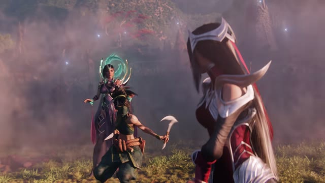 Awaken (2:30): Camille, Piltover's hextech-legged enforcer, down among the debris of Jhin's theater.
