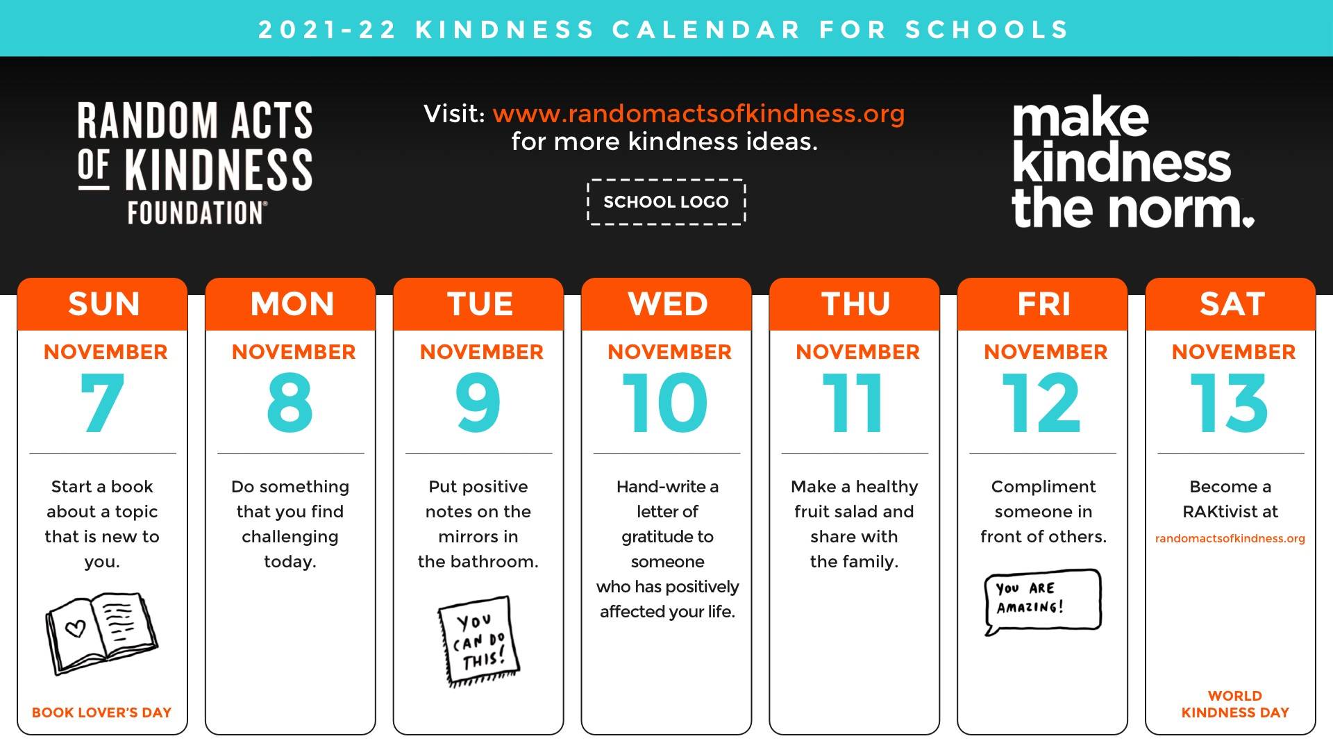 Random Acts of Kindness Calendar Digital Signage Template