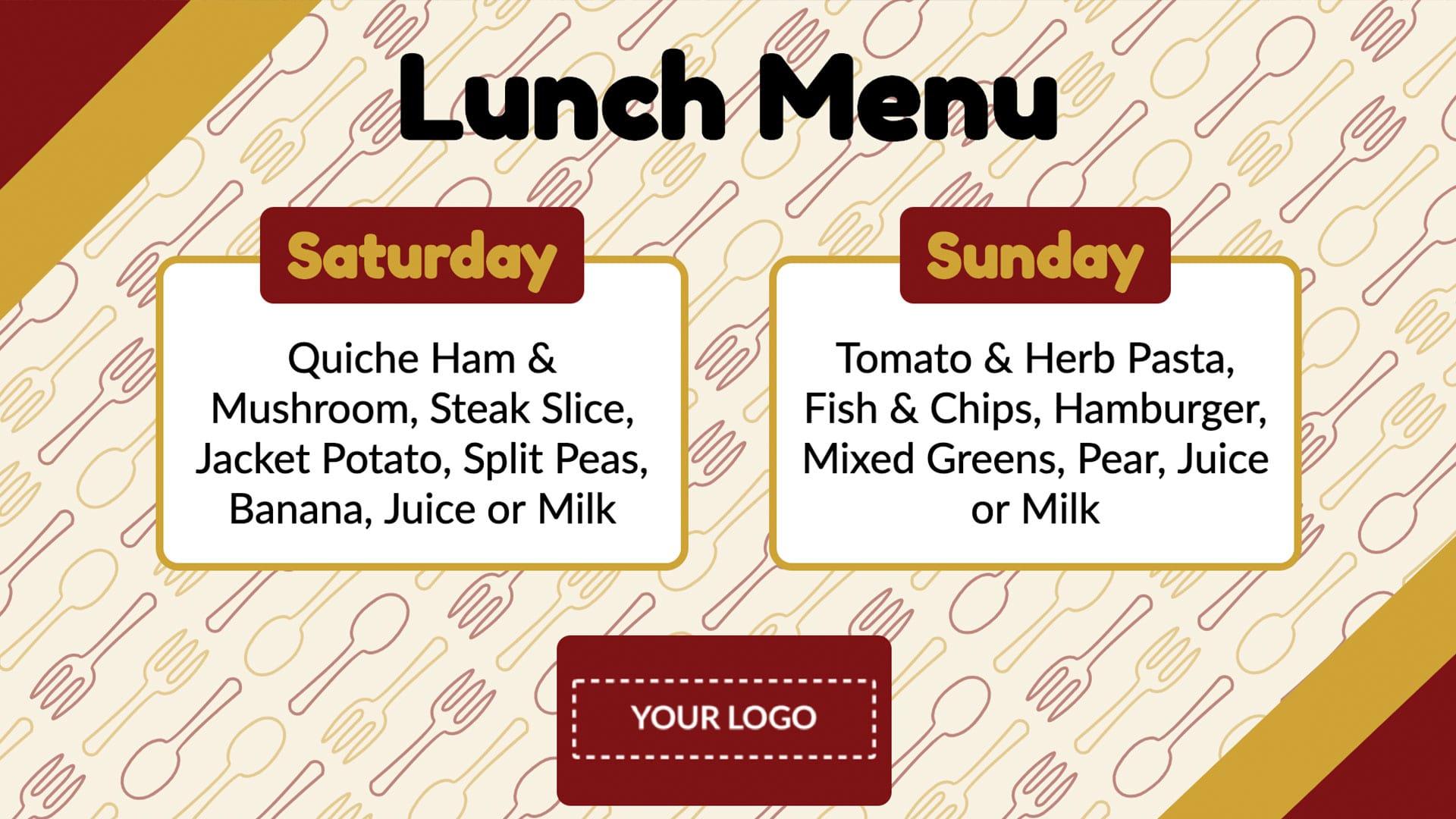 Two-Day Lunch Menu Digital Signage Template