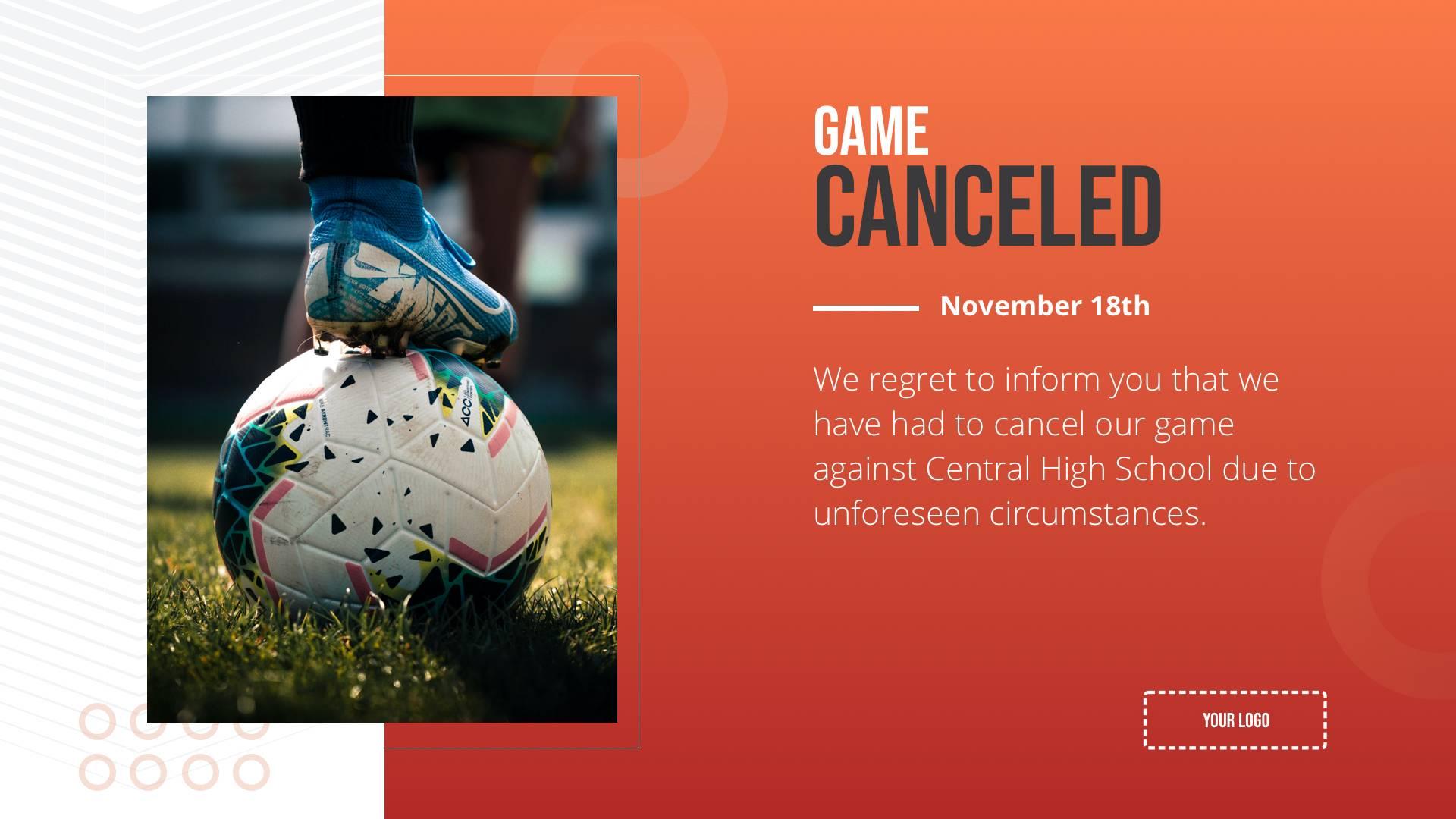 Game Canceled Digital Signage Template