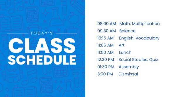 Class Schedule Digital Signage Template