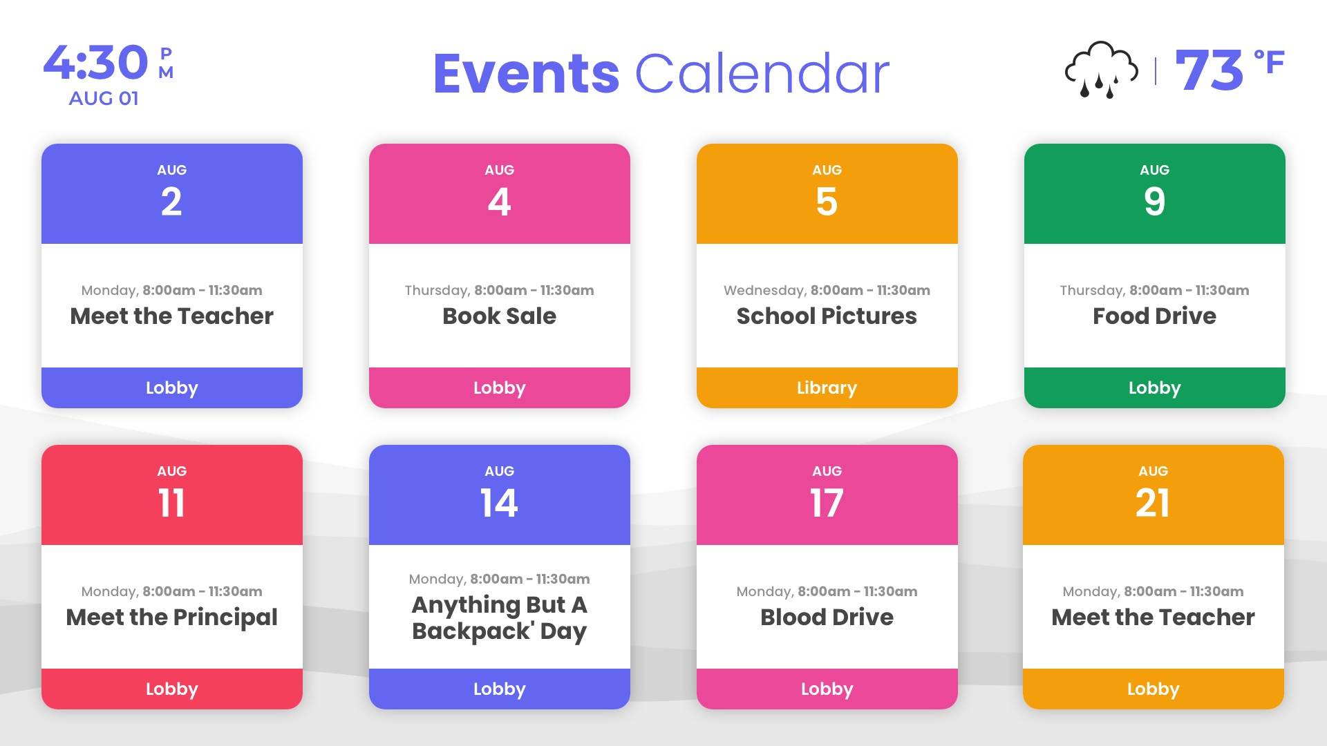 Google Calendar Events Digital Signage Template