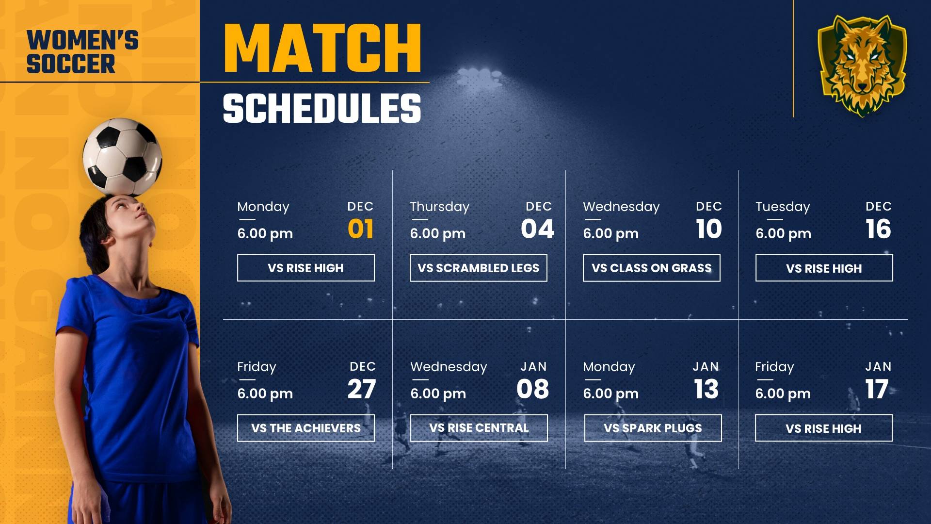 Sports Schedule - Calendar Digital Signage Template