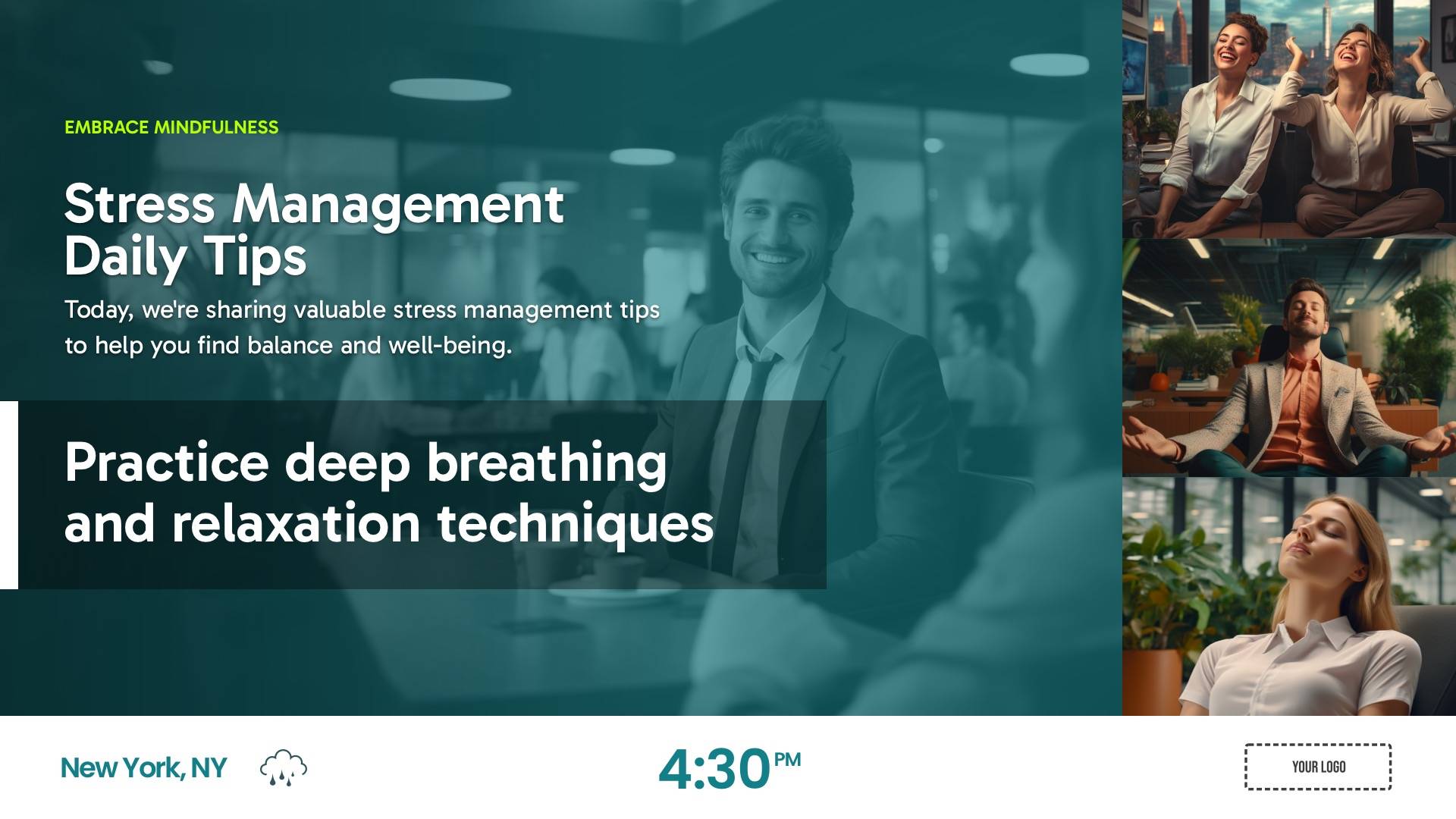 Stress Management Daily Tips Digital Signage Template