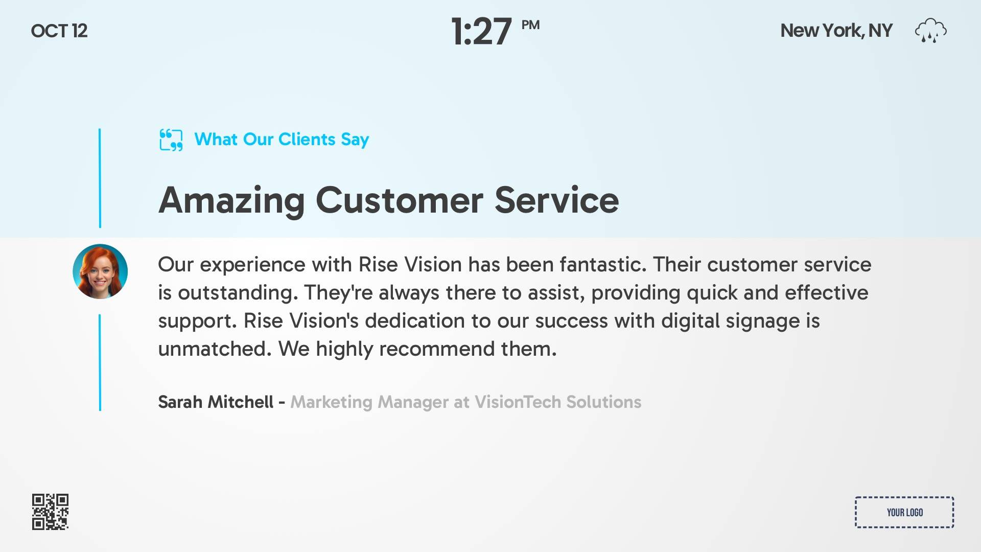 Client Testimonial Showcase - List Digital Signage Template