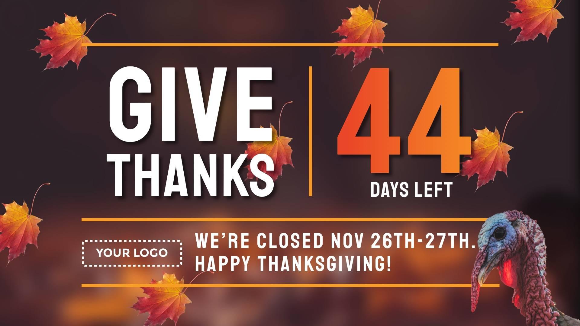 Thanksgiving Give Thanks Countdown Digital Signage Template